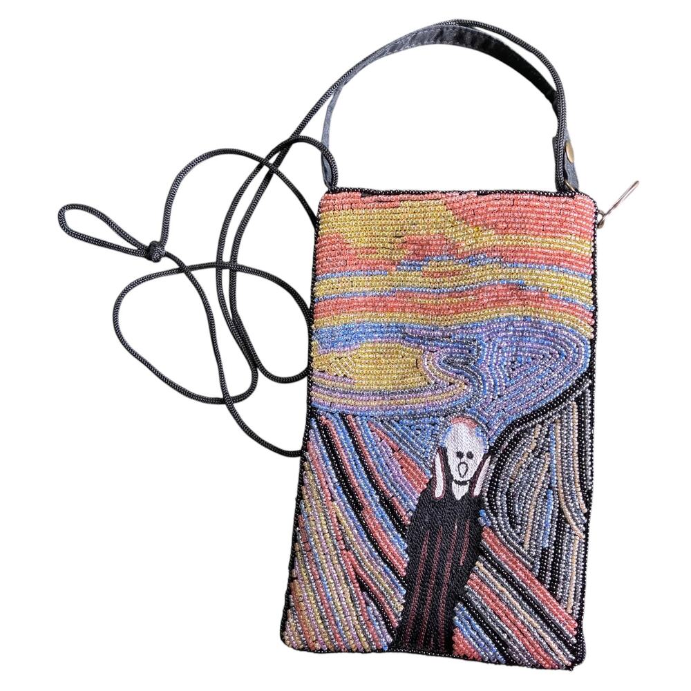 Vintage Beaded Edvard Munch The Scream Art Purse Bamboo Trading Co Bag